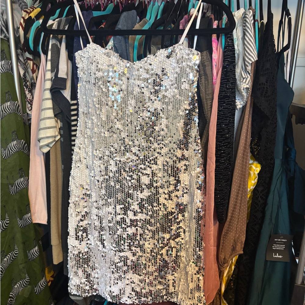Lily Rose Silver Sequin Mini Dress